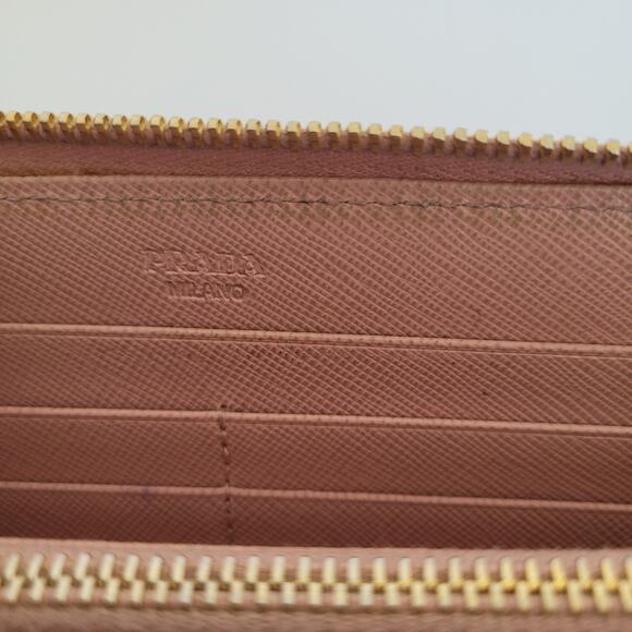 PRADA Saffiano Fiocco Orchidea Wallet Clutch Large Light Pink Zip Around Bow Box - Picture 8 of 13